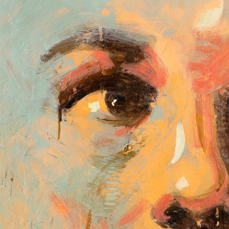 Tony Scherman "Cream of Denmark" Encaustic painting, 2014. Close up portrait of a woman.