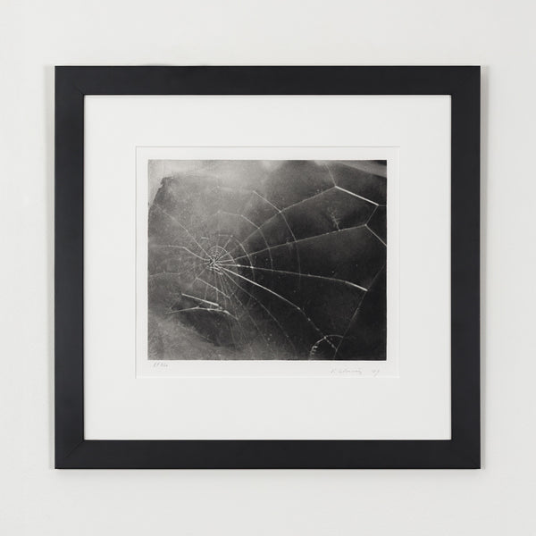 Vija Celmins spider web spiderweb printmaking print serigraph screenprint iconic american artists latvia printmaker fragile charcoal spider web caviar20 toronto gallery process black and white b&W greyscale grayscale revered printmaking 