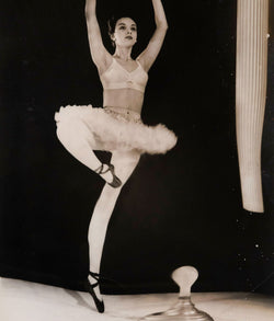 Toronto art gallery features artwork by famous photographer Weegee. Classic Weegee Ballerina Photograph - Graceful Elegance, Captured Motion, Timeless Artistry - Available for Purchase.