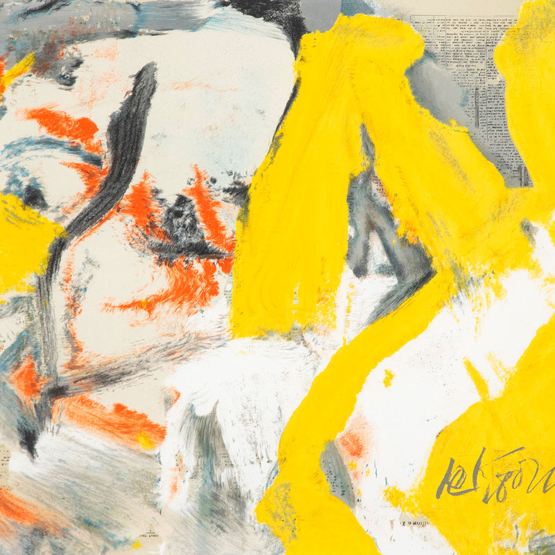 Willem de Kooning, "The Man and the Big Blonde"  USA, 1982  Offset lithograph printed in colors on wove paper  Signed in the plate, numbered by hand (Cii/CL) or 102/150  From an edition of 150 (CL)   23.5"H 29"W (visible)  32"H 38"W (framed)  Minor wear to frame  Published by The Rainbow Art Foundation, available art for sale at Caviar20 Art Gallery Toronto