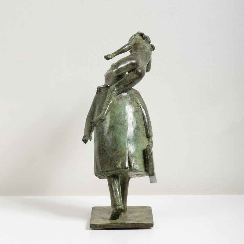 William McElcheran Man with Muse 1989 bronze limited edition businessman muse influence surrealist sculpture canadian artwork canadian sculptor mcelcheran bronze sculpture