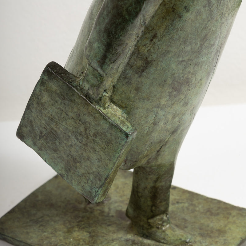 William McElcheran Man with Muse 1989 bronze limited edition businessman muse influence surrealist sculpture canadian artwork canadian sculptor mcelcheran bronze sculpture