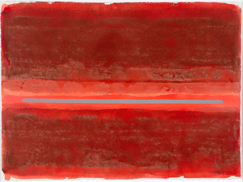 William Perehudoff, "Color Field Study in Red" (aka "Red Dawn")  Gouache on paper  Signed and dated 79 by the artist, bottom right  22.5"H 30"W (work)  25.75"H 33.25"W (framed)  Very good condition  Provenance: The Collection of Theo Waddington (London, UK), Fine Art Gallery Resale Gallery Caviar20 Toronto