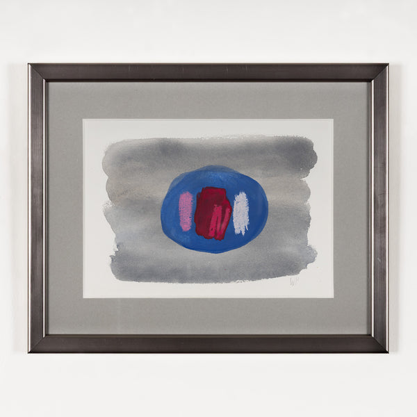 william perehudoff WC-80-201 1980 watercolor watercolour on paper blue dot work on paper 1980s color field art canadian art framed