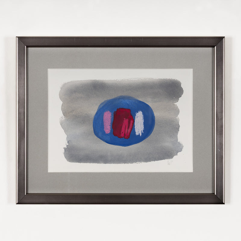 william perehudoff WC-80-201 1980 watercolor watercolour on paper blue dot work on paper 1980s color field art canadian art framed