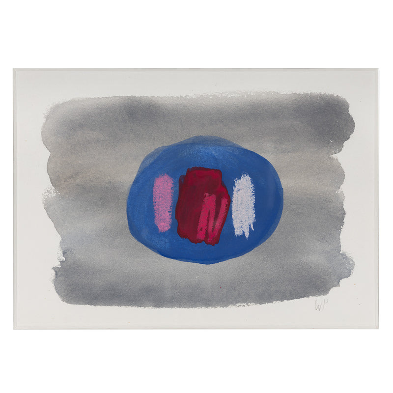 william perehudoff WC-80-201 1980 watercolor watercolour on paper blue dot work on paper 1980s color field art canadian art framed