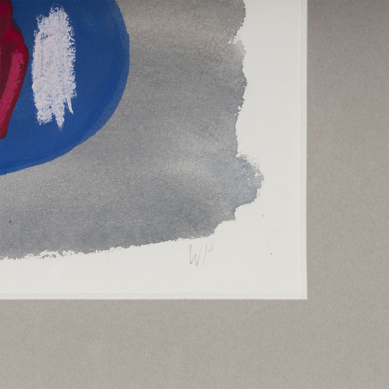 william perehudoff WC-80-201 1980 watercolor watercolour on paper blue dot work on paper 1980s color field art canadian art framed small collect buy sell perehudoff 