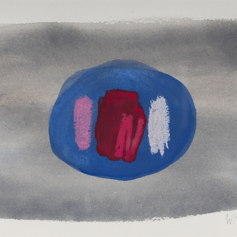 william perehudoff WC-80-201 1980 watercolor watercolour on paper blue dot work on paper 1980s color field art canadian art framed small collect buy sell perehudoff 