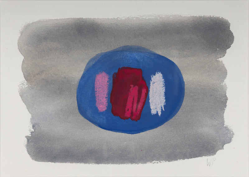 william perehudoff WC-80-201 1980 watercolor watercolour on paper blue dot work on paper 1980s color field art canadian art framed small collect buy sell perehudoff signed original  highres high res high resolution