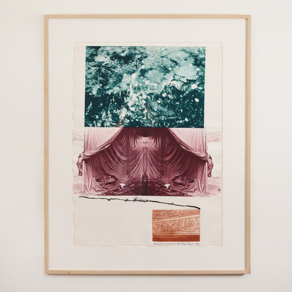 Famous American pop artist Robert Rauschenberg "Aquafix" Photolithograph, 1981.