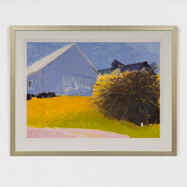 wolf kahn barn and forsythia III 2003 limited edition print barn lincoln center for the performing arts new york city edition kahn barn colorful screenprint collect iconic artwork 