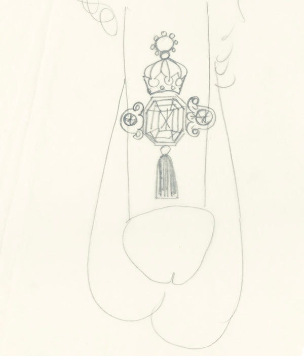 ANDY WARHOL "THE CROWN JEWELS" DRAWING, 1956