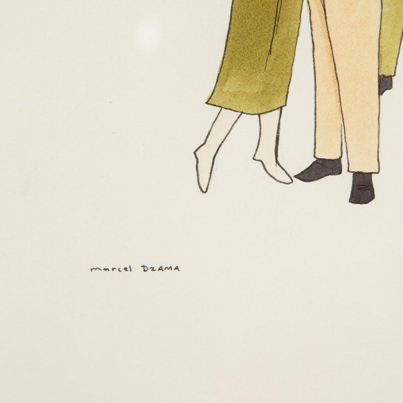 MARCEL DZAMA "SLOW DANCE" WATERCOLOR, 2002