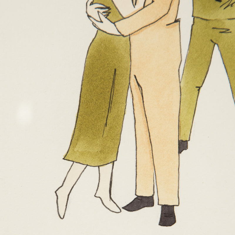 MARCEL DZAMA "SLOW DANCE" WATERCOLOR, 2002