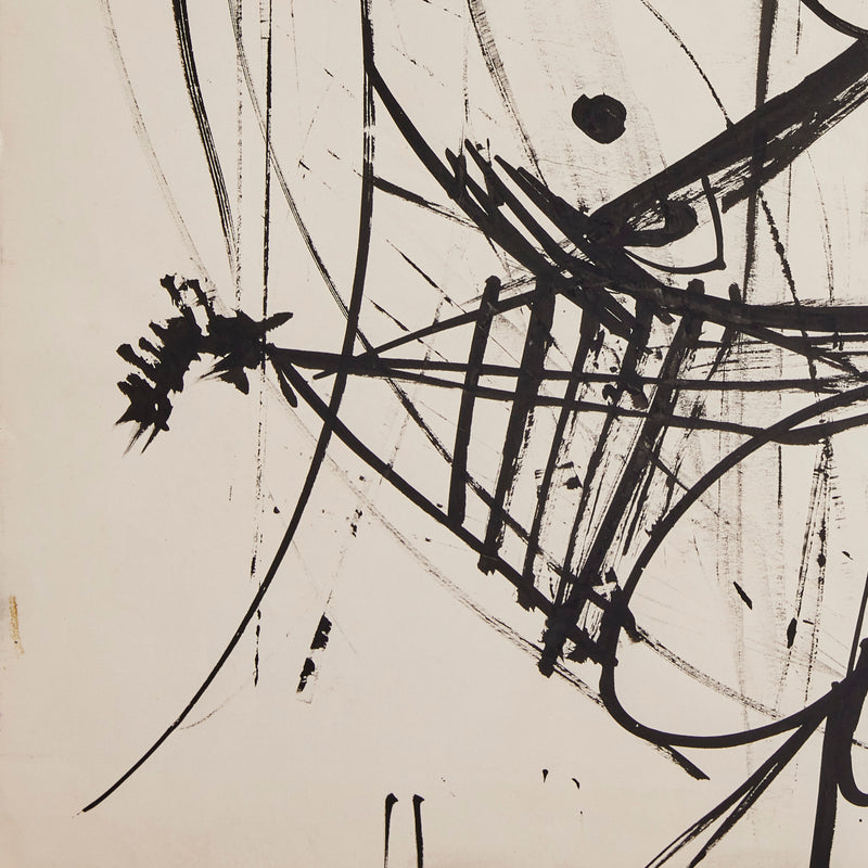 Famous Canadian artist Harold Town, abstract composition in india ink on paper, 1954