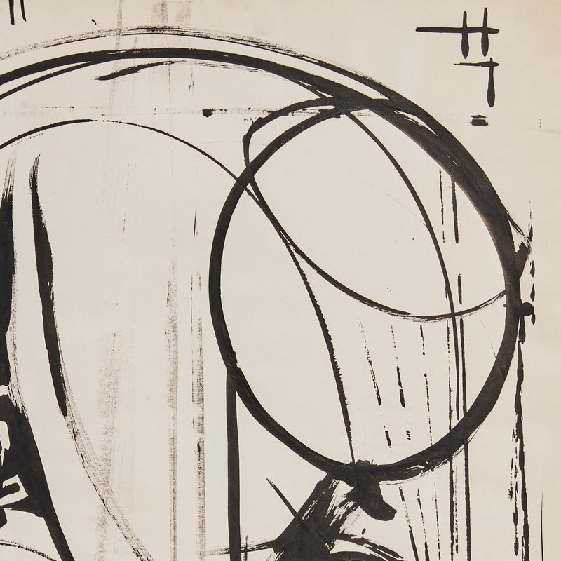 Famous Canadian artist Harold Town, abstract composition in india ink on paper, 1954