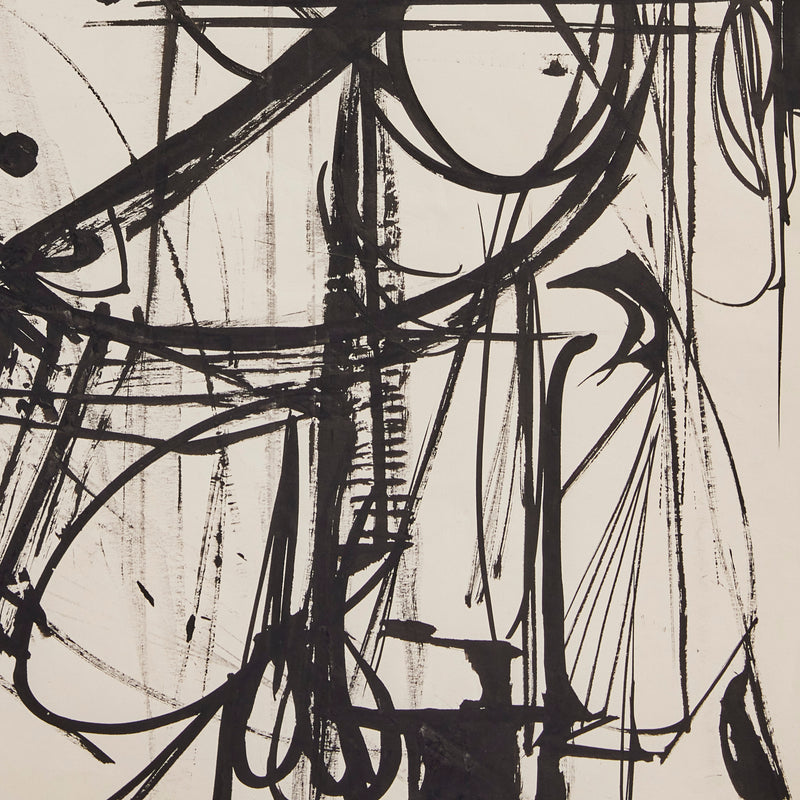 Famous Canadian artist Harold Town, abstract composition in india ink on paper, 1954