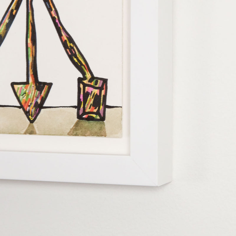 Famous Canadian artist Harold Town "Heart Hammock" Watercolor and ink illustration, 1984