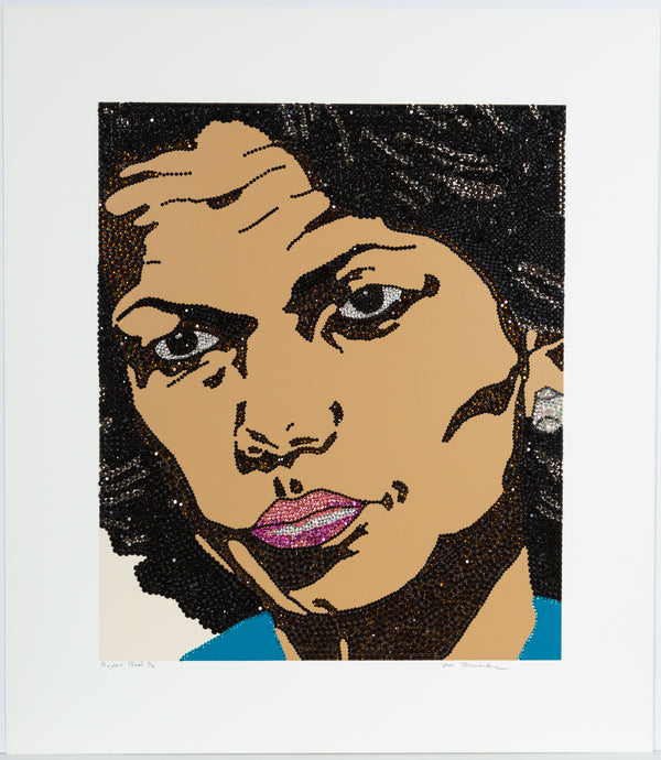 Mickalene Thomas, When Ends Meet Condoleezza Rice, Screenprint with hand-applied rhinestones on 4-ply board, 2007, Caviar20