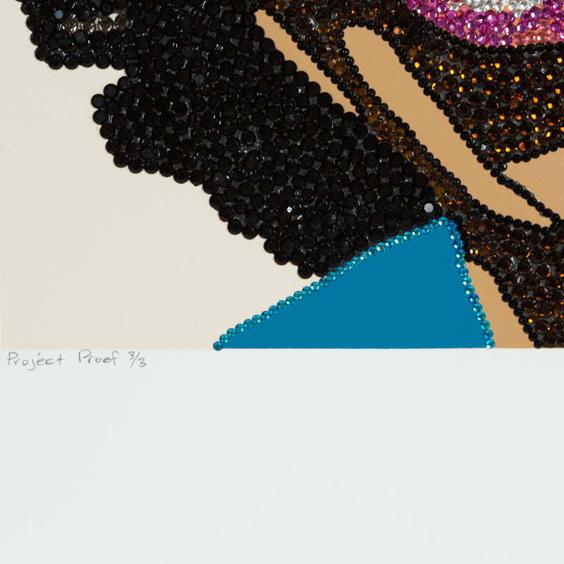 Mickalene Thomas, When Ends Meet Condoleezza Rice, Screenprint with hand-applied rhinestones on 4-ply board, 2007, Caviar20