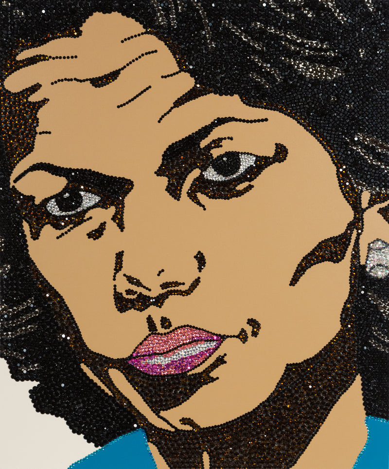 Mickalene Thomas, When Ends Meet Condoleezza Rice, Screenprint with hand-applied rhinestones on 4-ply board, 2007, Caviar20