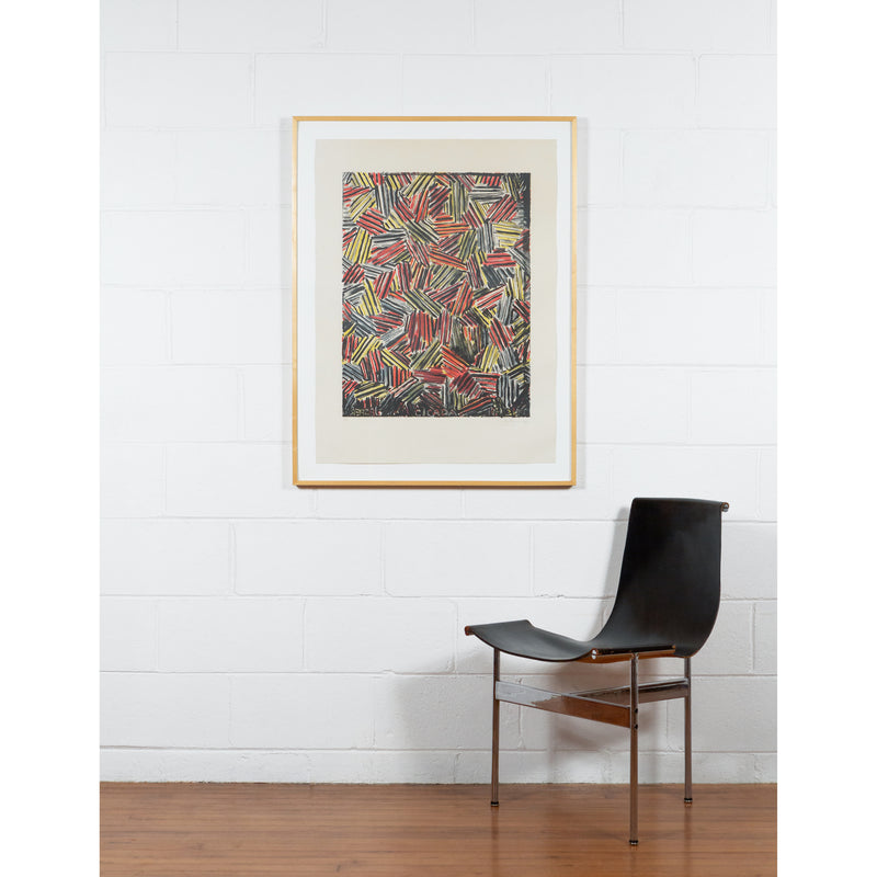 Jasper Johns, Cicada, Lithograph, 1981, Caviar20, prints, shows work framed and in-situ with modernist chair