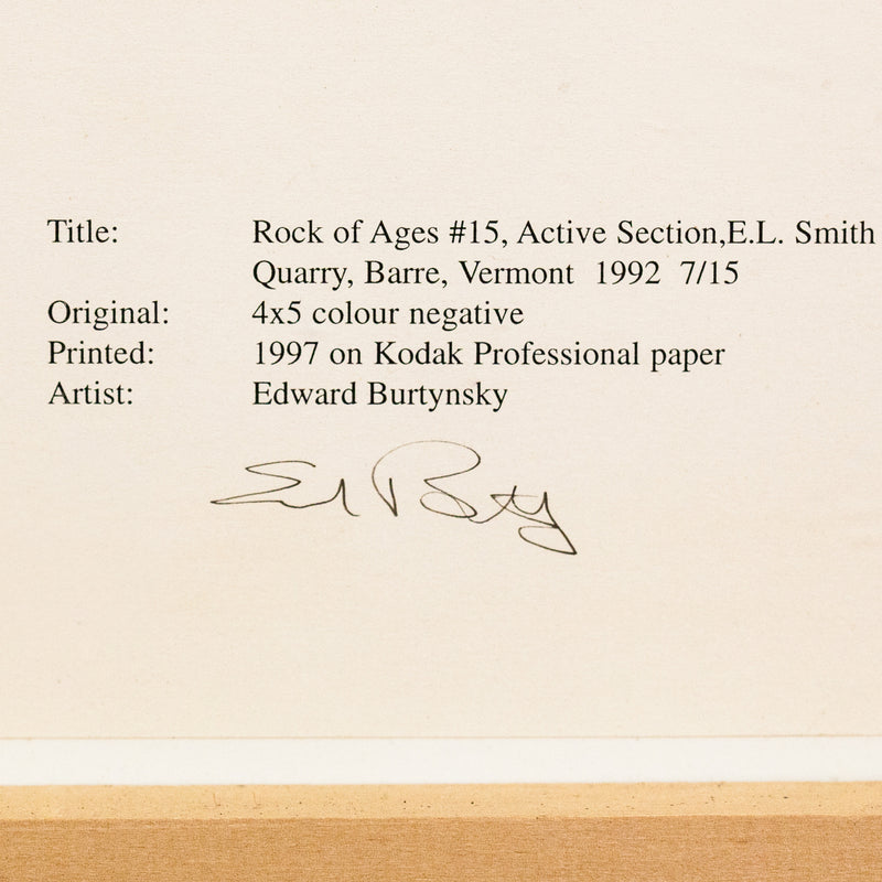 EDWARD BURTYNSKY "ROCK OF AGES #15, VERMONT" 1992