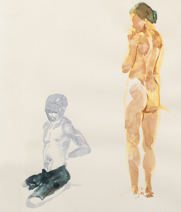 Eric Fischl Neo-Expressionist painter Beach Nude Oil on paper 1993