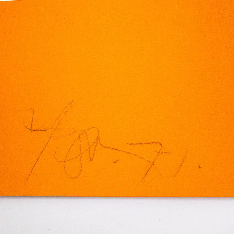Harold Town, Orange Blue Stretch, Lithograph, 1971, Caviar20 prints, Stretch Series, prints, closeup showing artist signature