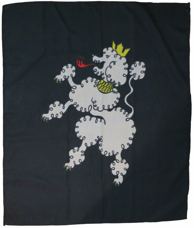 General Idea "Ghent Scarf" Screenprint oon nylon, 1984. Textile art by famous Canadian artist trio, General idea, which features a whimsical poodle.