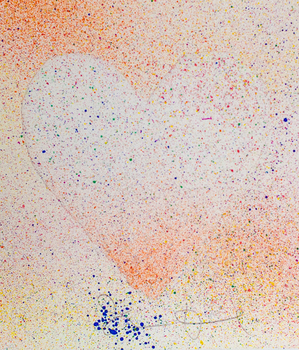 Jim Dine, American Pop Artist, "Confetti Heart"  Signed by the artist.  From an edition of 200.  Lithograph with collage.  USA, 1970  8.25"H 8.75"W   Very good condition