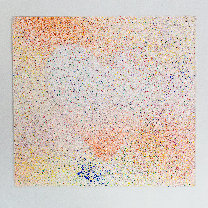 Jim Dine, American Pop Artist, "Confetti Heart"  Signed by the artist.  From an edition of 200.  Lithograph with collage.  USA, 1970  8.25"H 8.75"W   Very good condition