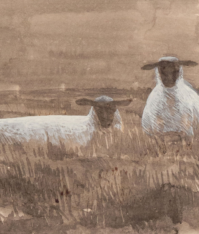 Alex Colville, Study for Three Sheep, Ink and gouache, 1954, Caviar20, Canadian Artist