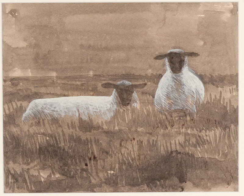 Alex Colville, Study for Three Sheep, Ink and gouache, 1954, Caviar20, Canadian Artist