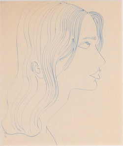 Andy Warhol, Portrait of a Lady 2, Original blue ink on paper, 1955, Caviar20