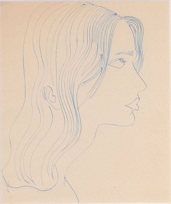 Andy Warhol, Portrait of a Lady 2, Original blue ink on paper, 1955, Caviar20