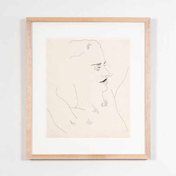 Andy Warhol original artwork for sale, Portrait of a Man (George), Black ballpoint pen on manila paper, Drawing, 1956, Caviar20, American Pop Art