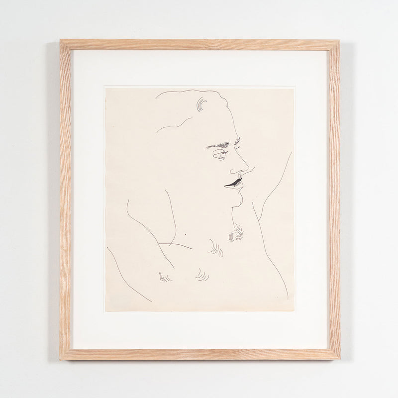 Andy Warhol original artwork for sale, Portrait of a Man (George), Black ballpoint pen on manila paper, Drawing, 1956, Caviar20, American Pop Art