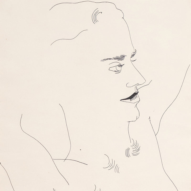 Andy Warhol original artwork for sale, Portrait of a Man (George), Black ballpoint pen on manila paper, Drawing, 1956, Caviar20, American Pop Art