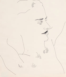Andy Warhol original artwork for sale, Portrait of a Man (George), Black ballpoint pen on manila paper, Drawing, 1956, Caviar20, American Pop Art