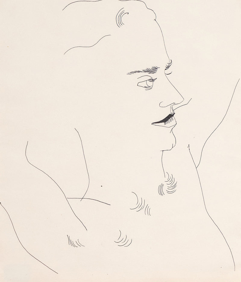 Andy Warhol original artwork for sale, Portrait of a Man (George), Black ballpoint pen on manila paper, Drawing, 1956, Caviar20, American Pop Art