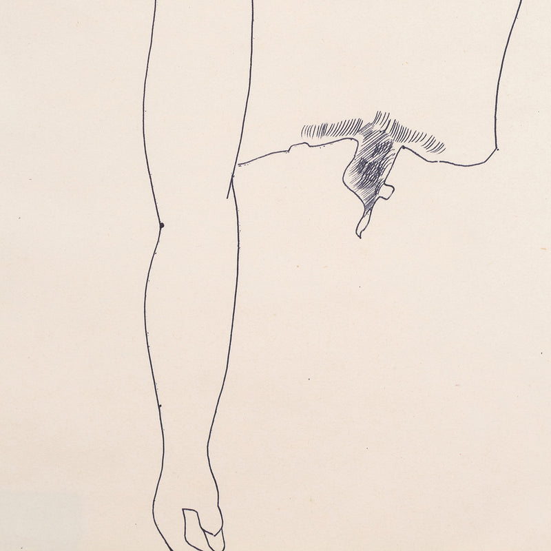 Original artwork for sale, Andy Warhol, Seated Man, Black ballpoint pen on manila paper, Drawing, 1956, Caviar20, American Pop Art