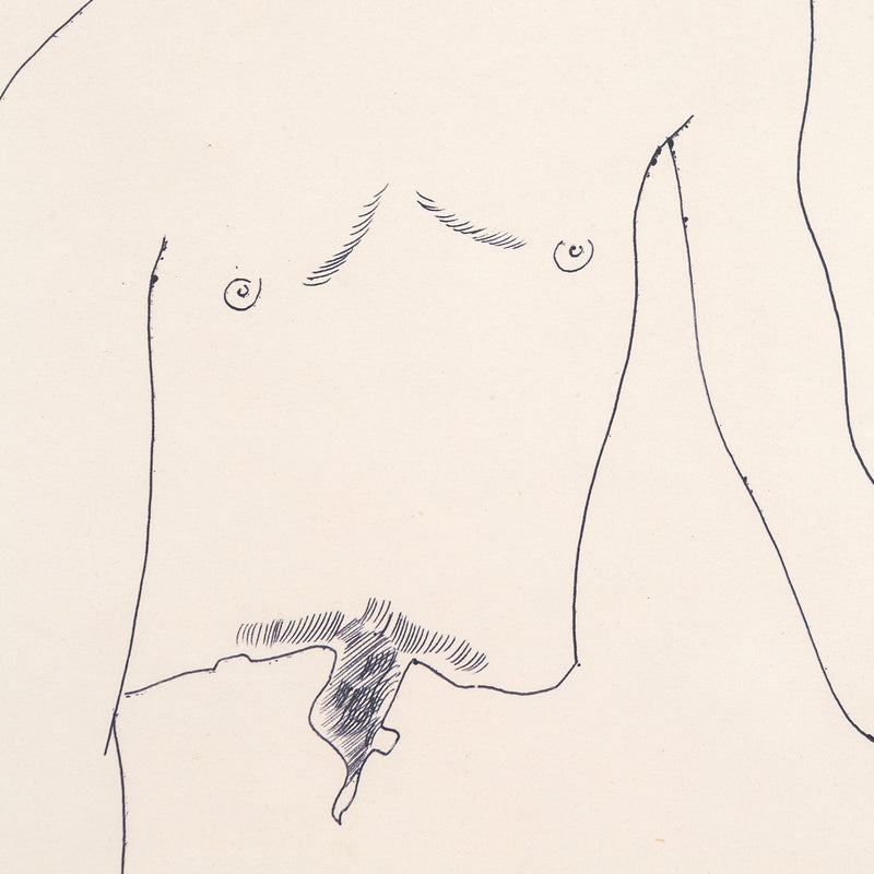 Original artwork for sale, Andy Warhol, Seated Man, Black ballpoint pen on manila paper, Drawing, 1956, Caviar20, American Pop Art