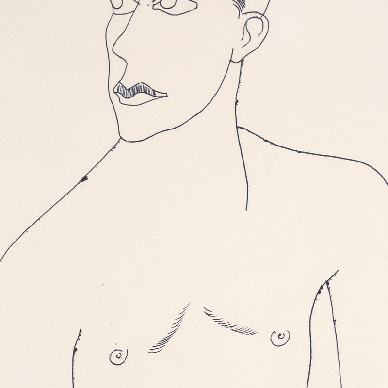 Original artwork for sale, Andy Warhol, Seated Man, Black ballpoint pen on manila paper, Drawing, 1956, Caviar20, American Pop Art