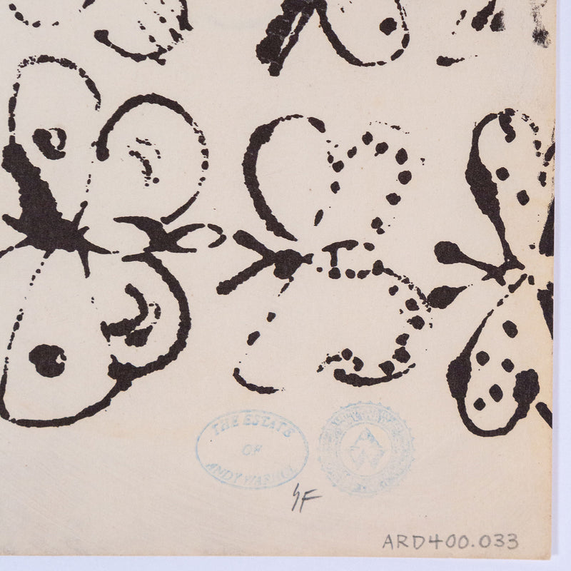 Andy Warhol original artwork for sale, Drawing of a Boy/Butterflies, Ink on Paper, 1955, Caviar20