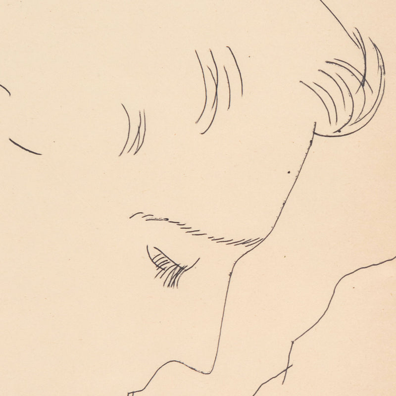 Original early Andy Warhol artwork available to buy, Mountain Boy, Black ballpoint pen on manila paper, Drawing, 1955, Caviar20, American Pop Art