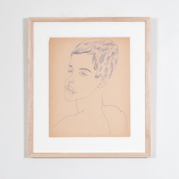 Buy Original Andy Warhol, Portrait of a boy (sleepy), drawing, c.1950