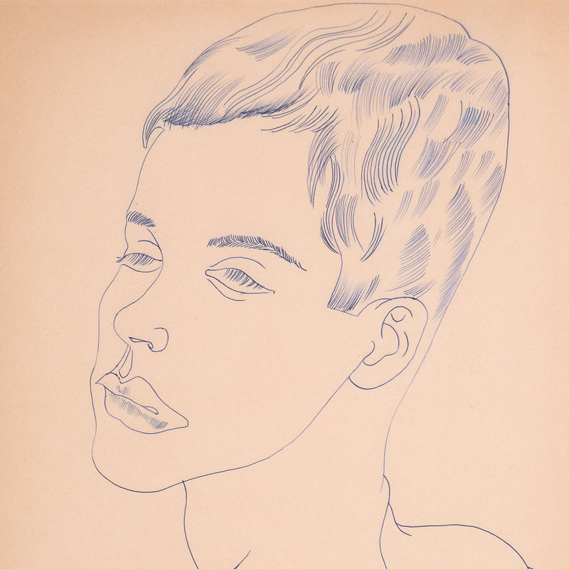 Buy Original Andy Warhol, Portrait of a boy (sleepy), drawing, c.1950