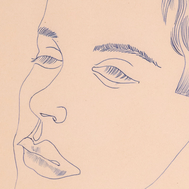 Buy Original Andy Warhol, Portrait of a boy (sleepy), drawing, c.1950