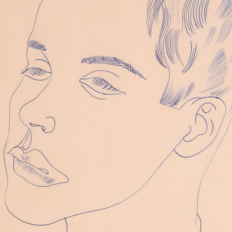 Buy Original Andy Warhol, Portrait of a boy (sleepy), drawing, c.1950